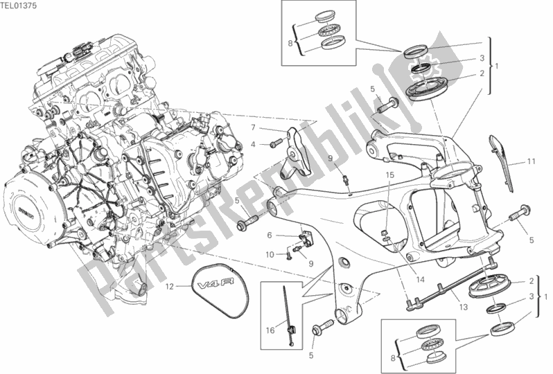All parts for the Frame of the Ducati Superbike Panigale V4 R USA 1000 2020
